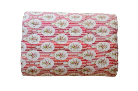 French Scarlet Stripe Flowers Quilt - web-620